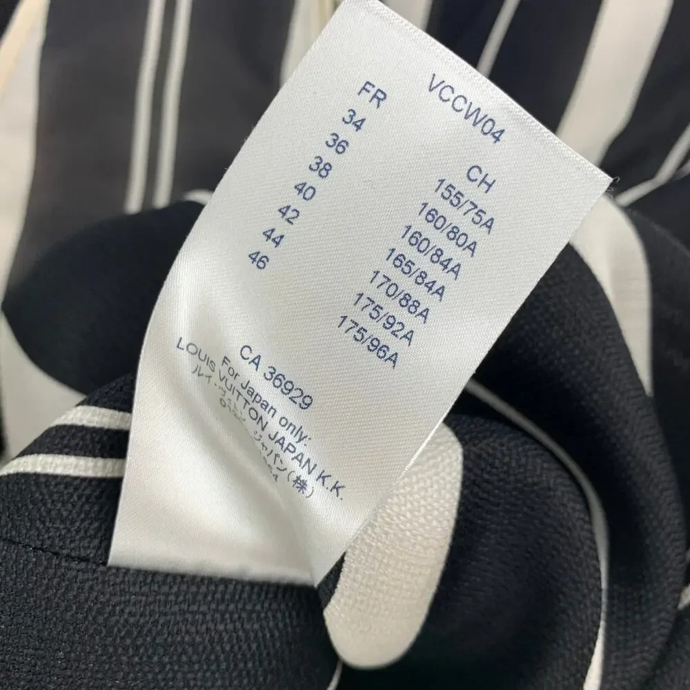 LOUIS VUITTON Size 4 Black & White Stripe Silk Sleeveless Wrap Dress